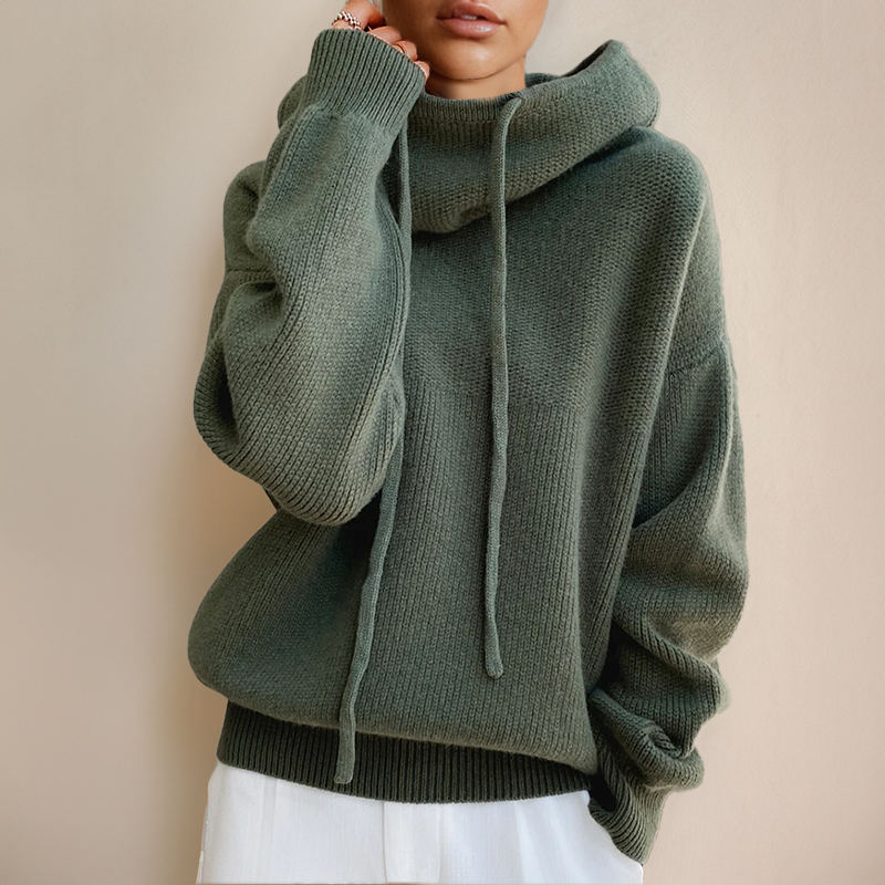 Berg-Feldt | Strickpullover Hoher Kragen mit Schnüren Lässige Passform