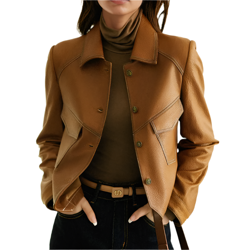 Berg-Feldt | Blouson en cuir vegan de style vintage pour femme