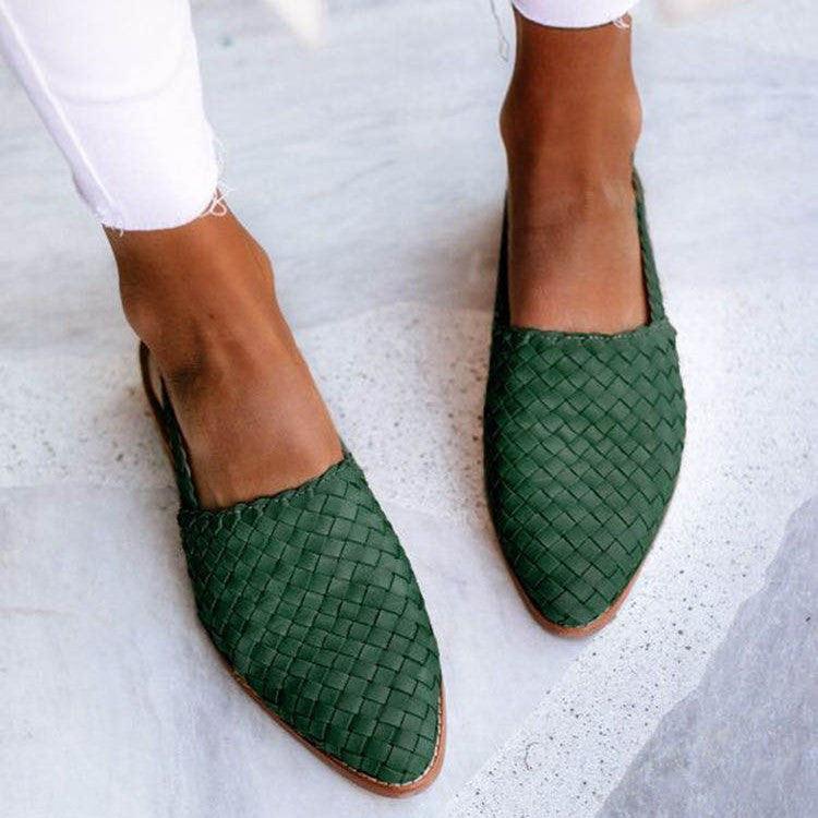 Ballerines en cuir tressé à lanière arrière pour femme