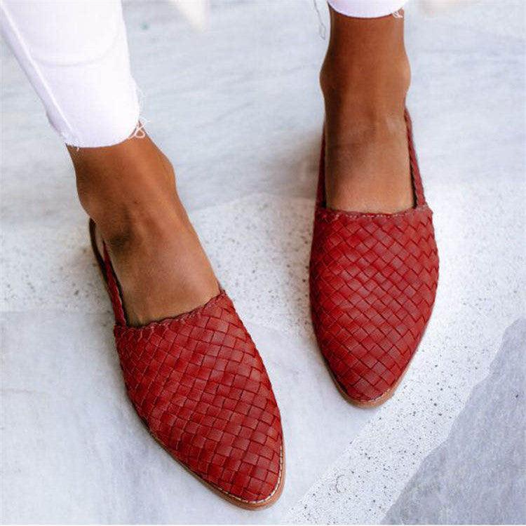 Ballerines en cuir tressé à lanière arrière pour femme