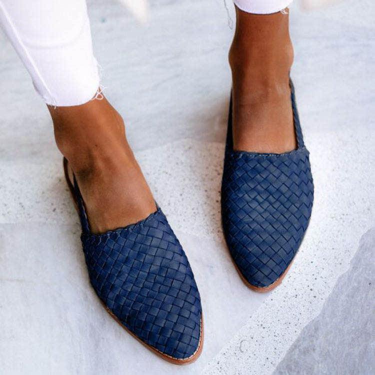 Ballerines en cuir tressé à lanière arrière pour femme