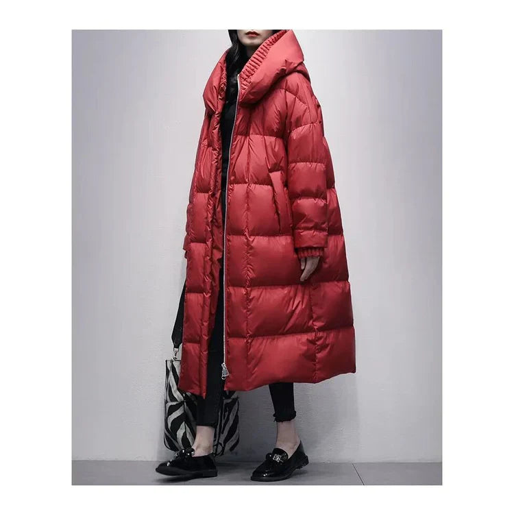 Berg-Feldt | Lange Pufferjacke mit Daunenumhang