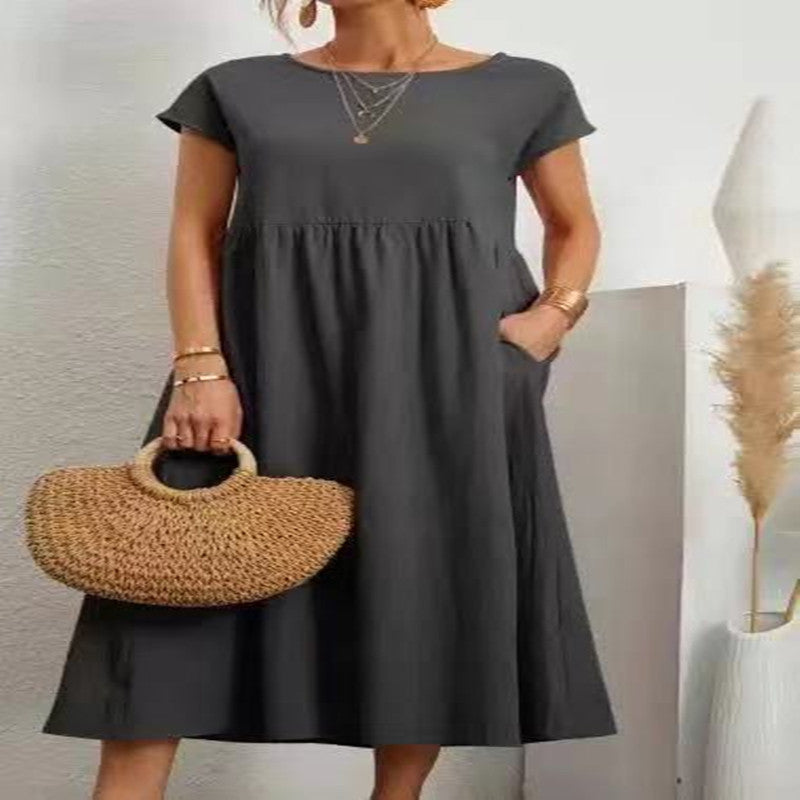 Robe sans manches en coton et lin Fudus, avec poches