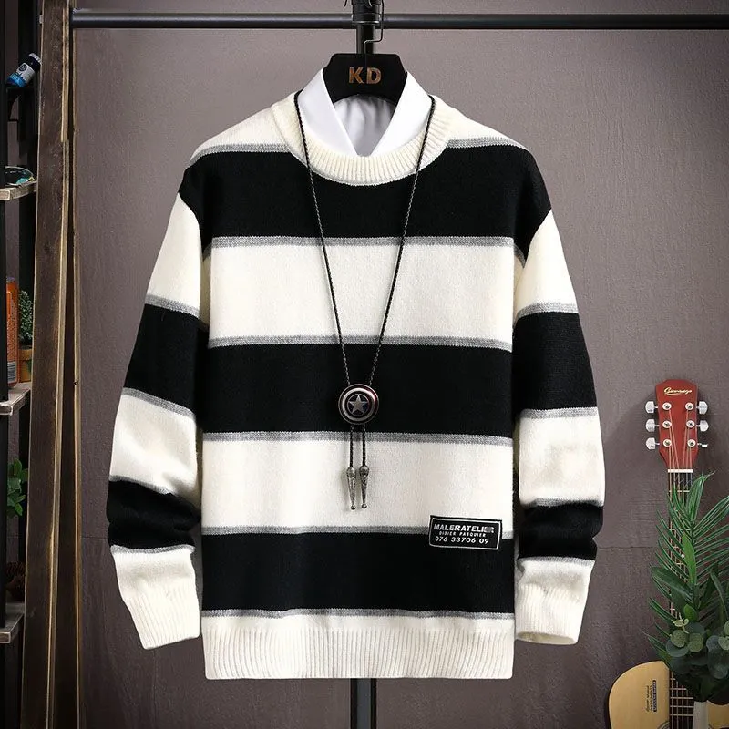 Pull classique en côtes pour homme