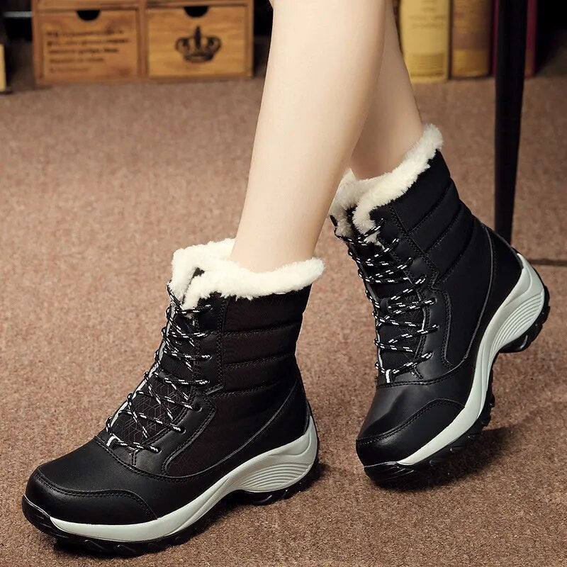 Berg-Feldt | Bottes d'hiver lacées imperméables en fausse fourrure