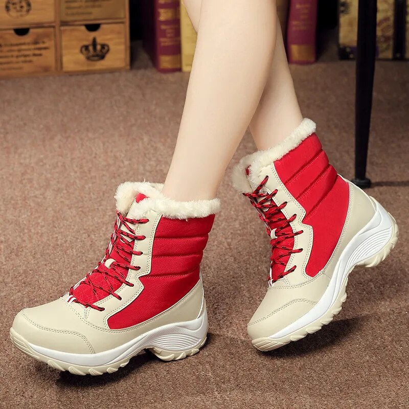 Berg-Feldt | Bottes d'hiver lacées imperméables en fausse fourrure