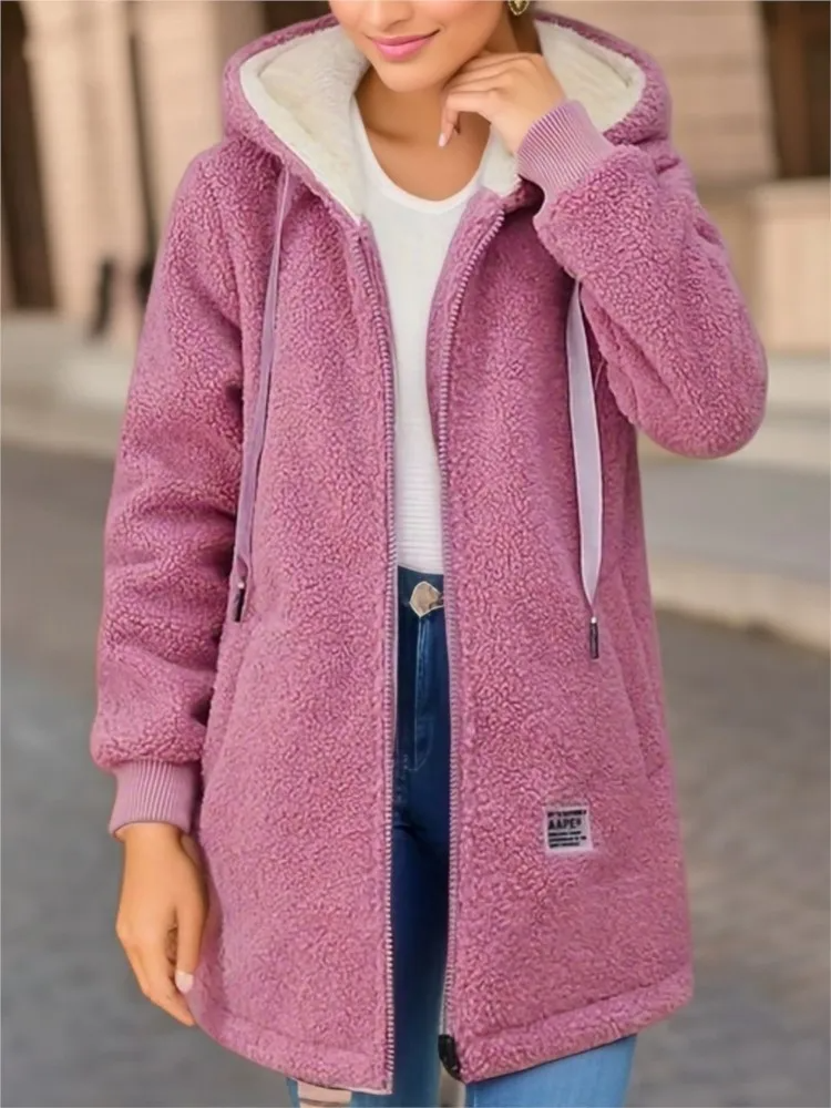 Berg-Feldt | Jacke - Mittellang mit Kapuze - Lockere Passform - Weicher Fleece - Reißverschluss