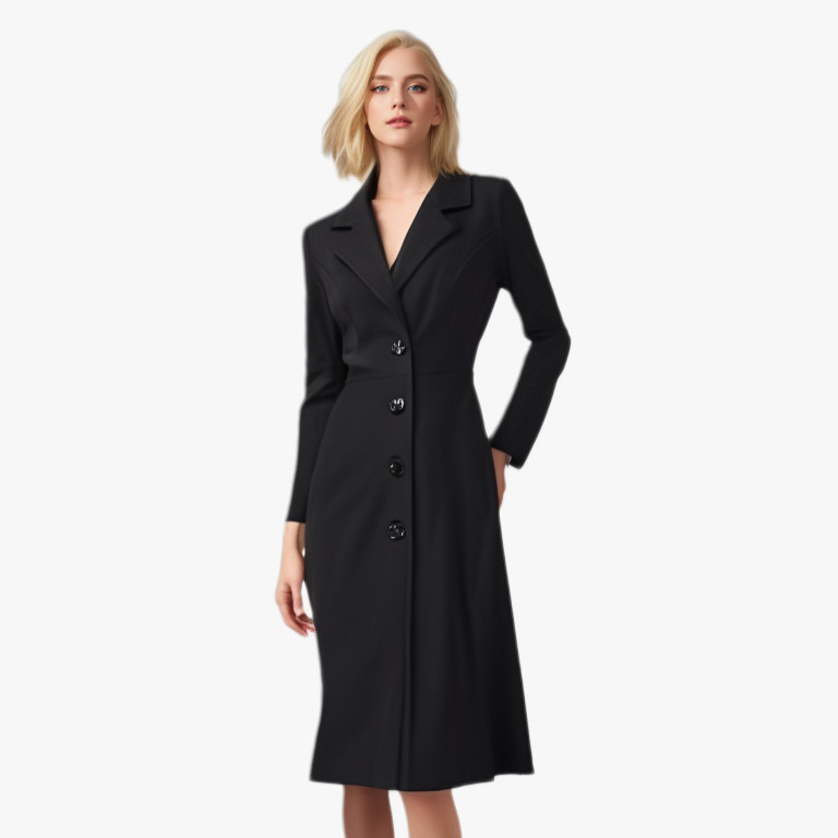 Berg-Feldt | Manteau en laine - Coupe cintrée - Manches longues - Revers classiques - Boutons sur le devant