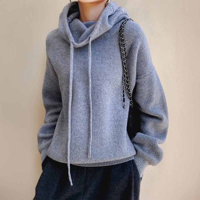 Berg-Feldt | Strickpullover Hoher Kragen mit Schnüren Lässige Passform