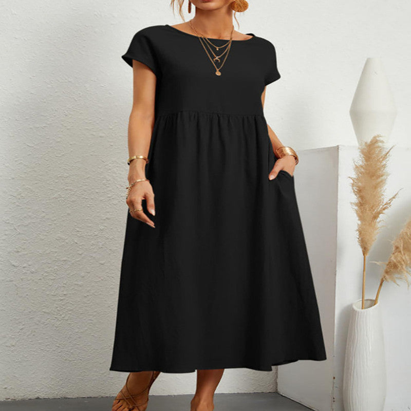 Robe sans manches en coton et lin Fudus, avec poches