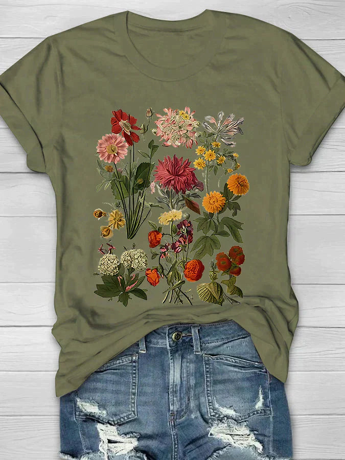 T-shirt femme avec imprimé floral vintage Fudus