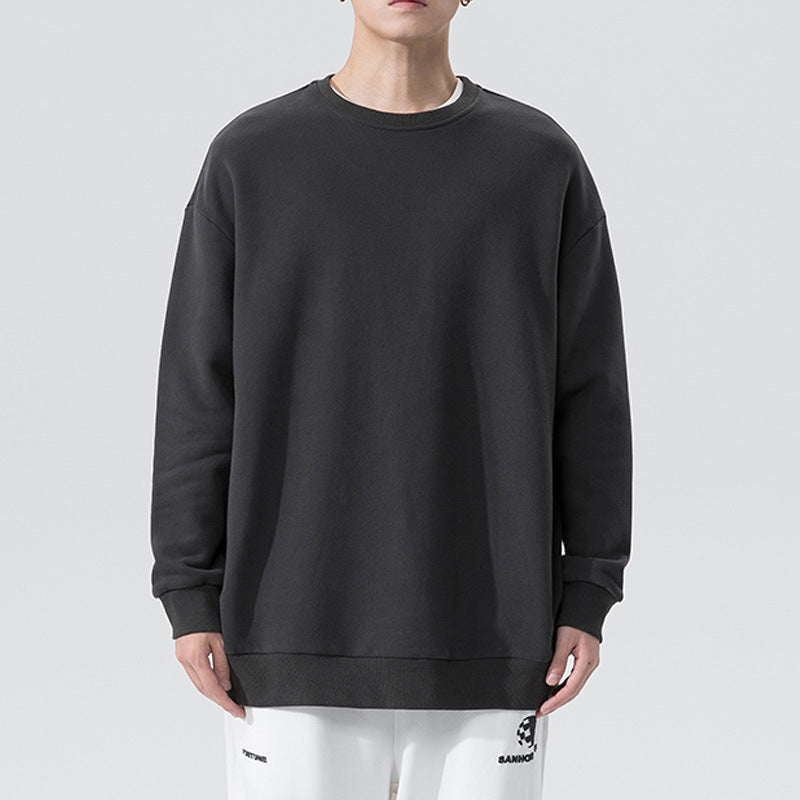 Sweat à capuche en velours ample Fudus pour couple, couleur unie, col rond