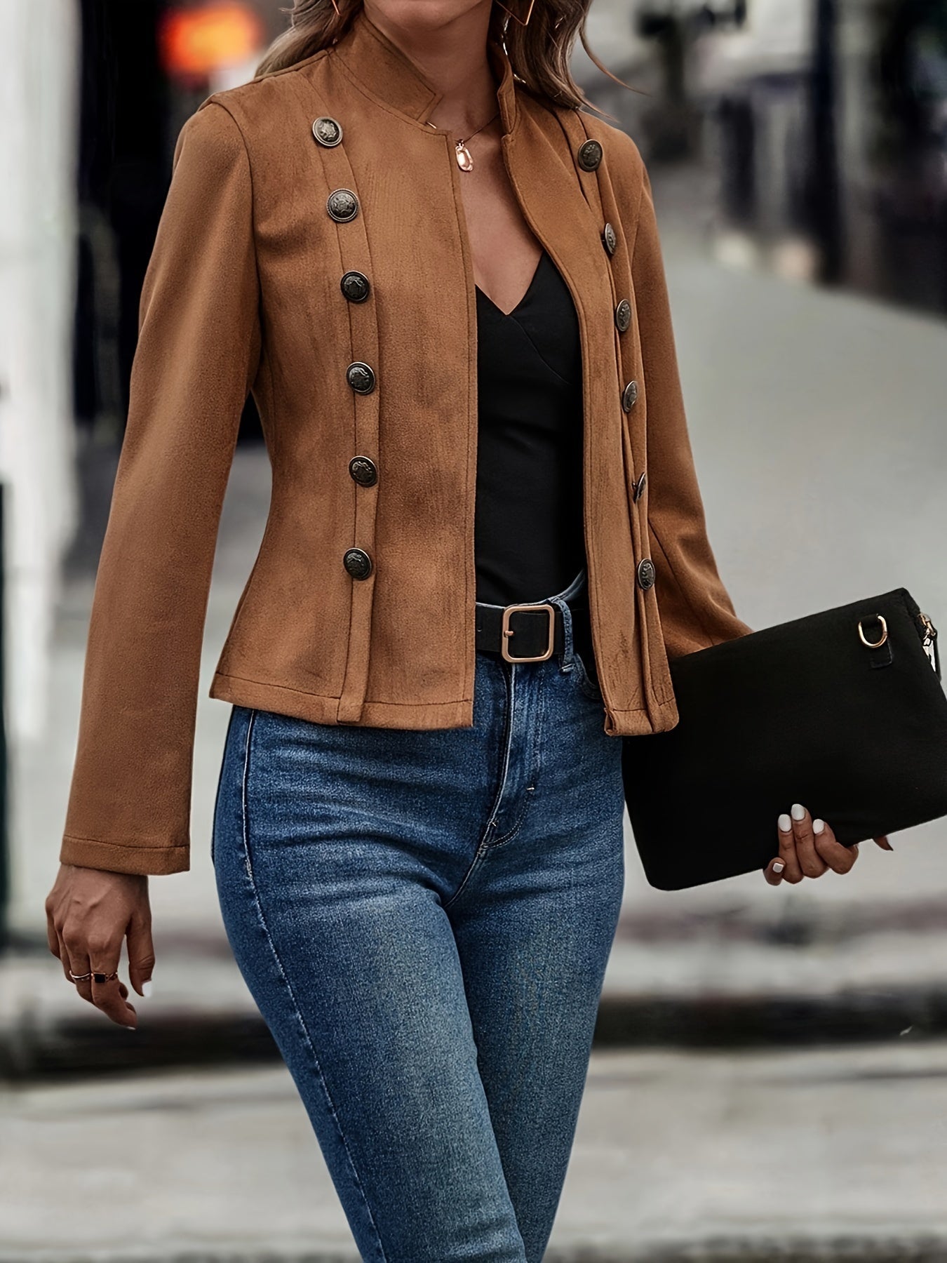 Berg-Feldt | Militärisch Inspirierte Blazer mit Knopfdetails Polyester Stilvoll und Scharf