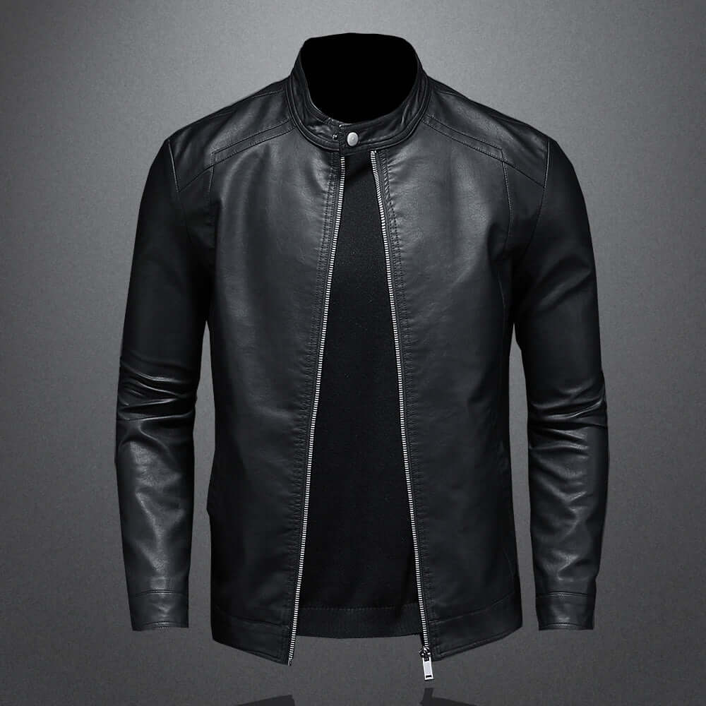 Berg-Feldt | Klassischer Stil Kunstleder Bikerjacke für Männer