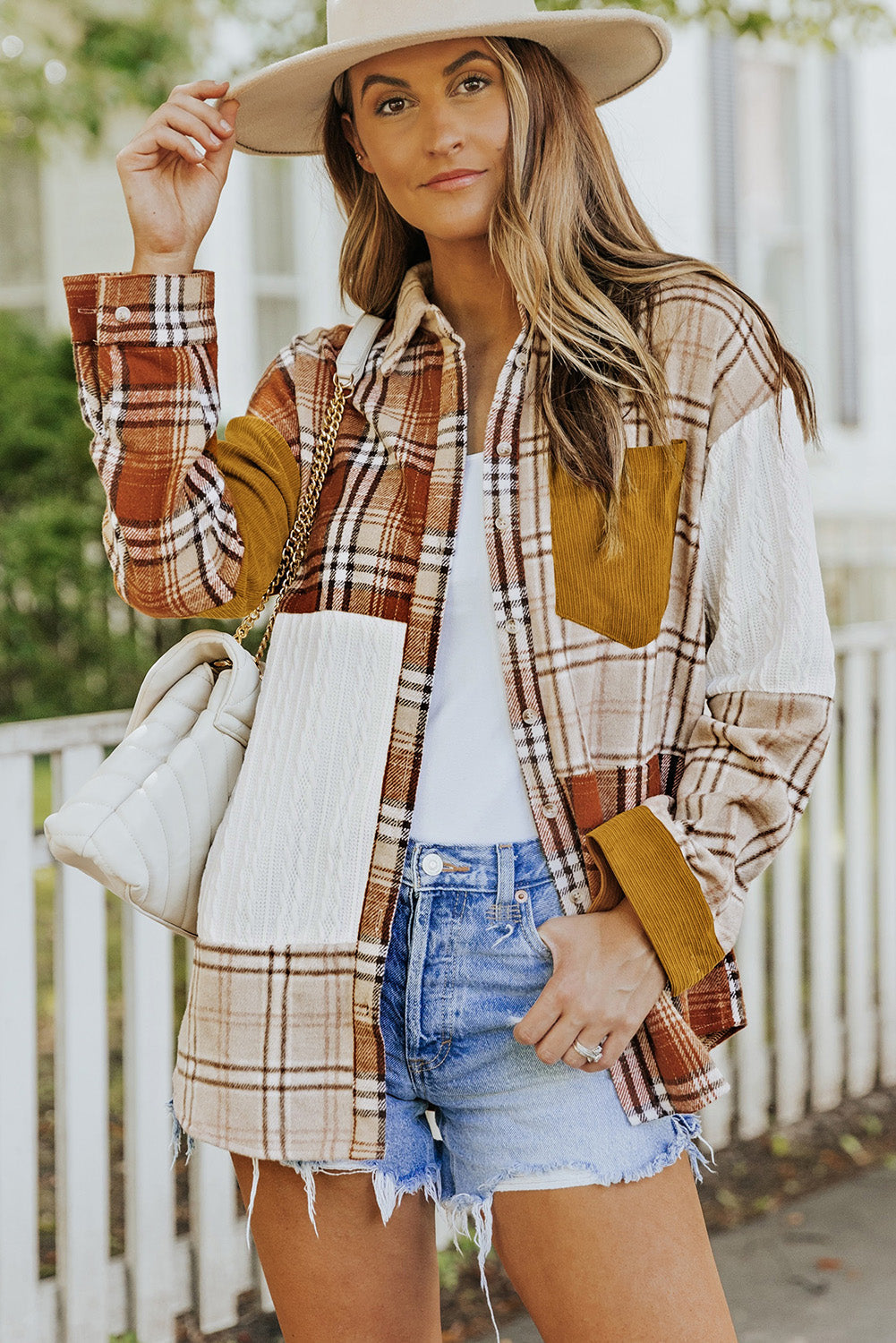 Berg-Feldt | Gitterhemde mit Patchwork-details Baumwollmischung Perfekt für Layering