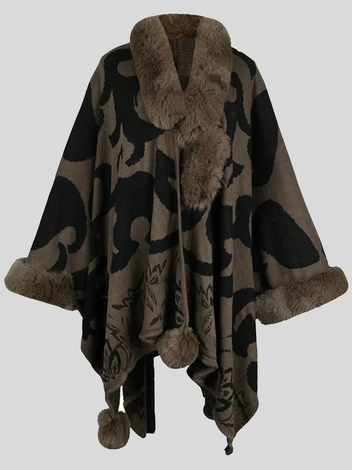 Berg-Feldt | Stilvolles Poncho für Den Winter mit Druck