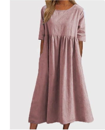Robe en coton et lin pour femme par Fudus avec poches