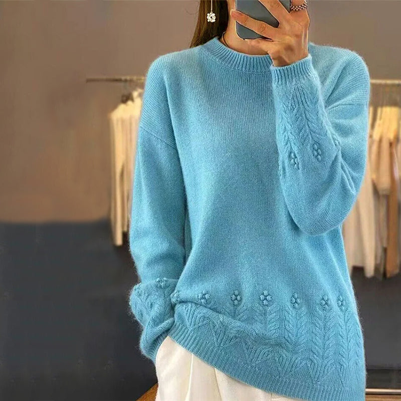 Berg-Feldt | Strickbluse mit Musterdetails Wolle Komfortabel und Elegant