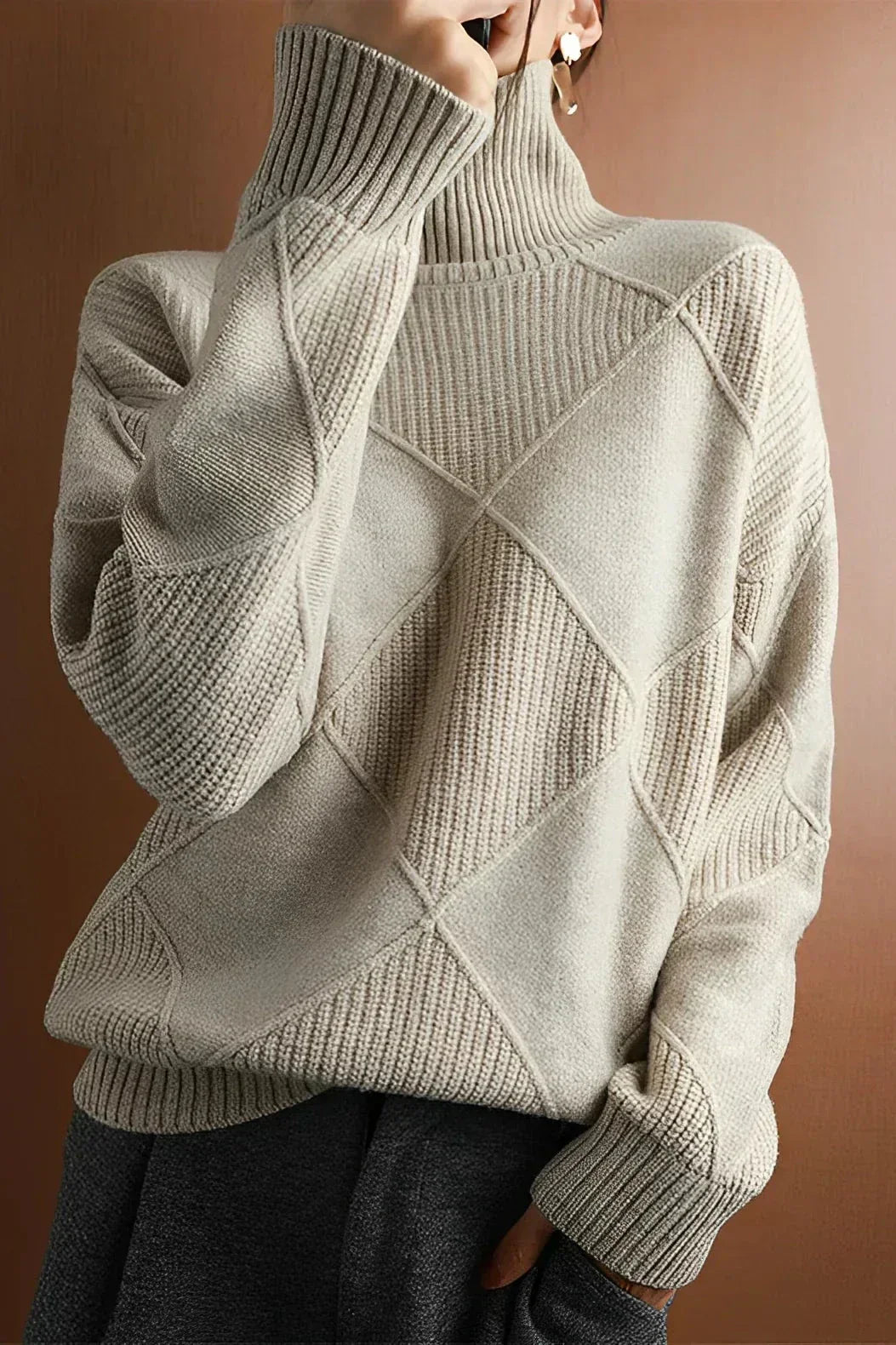 Berg-Feldt | Pullover - Damen Diamant Strick Rollkragenpullover