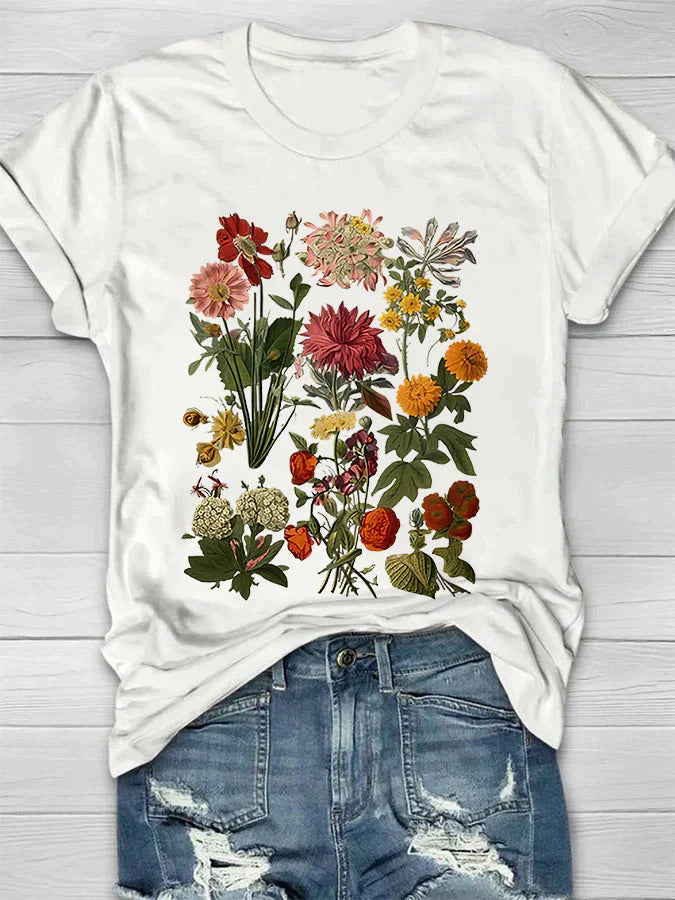 T-shirt femme avec imprimé floral vintage Fudus