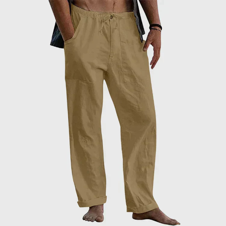 Pedro: Pantalon ample en lin pour homme avec cordon de serrage