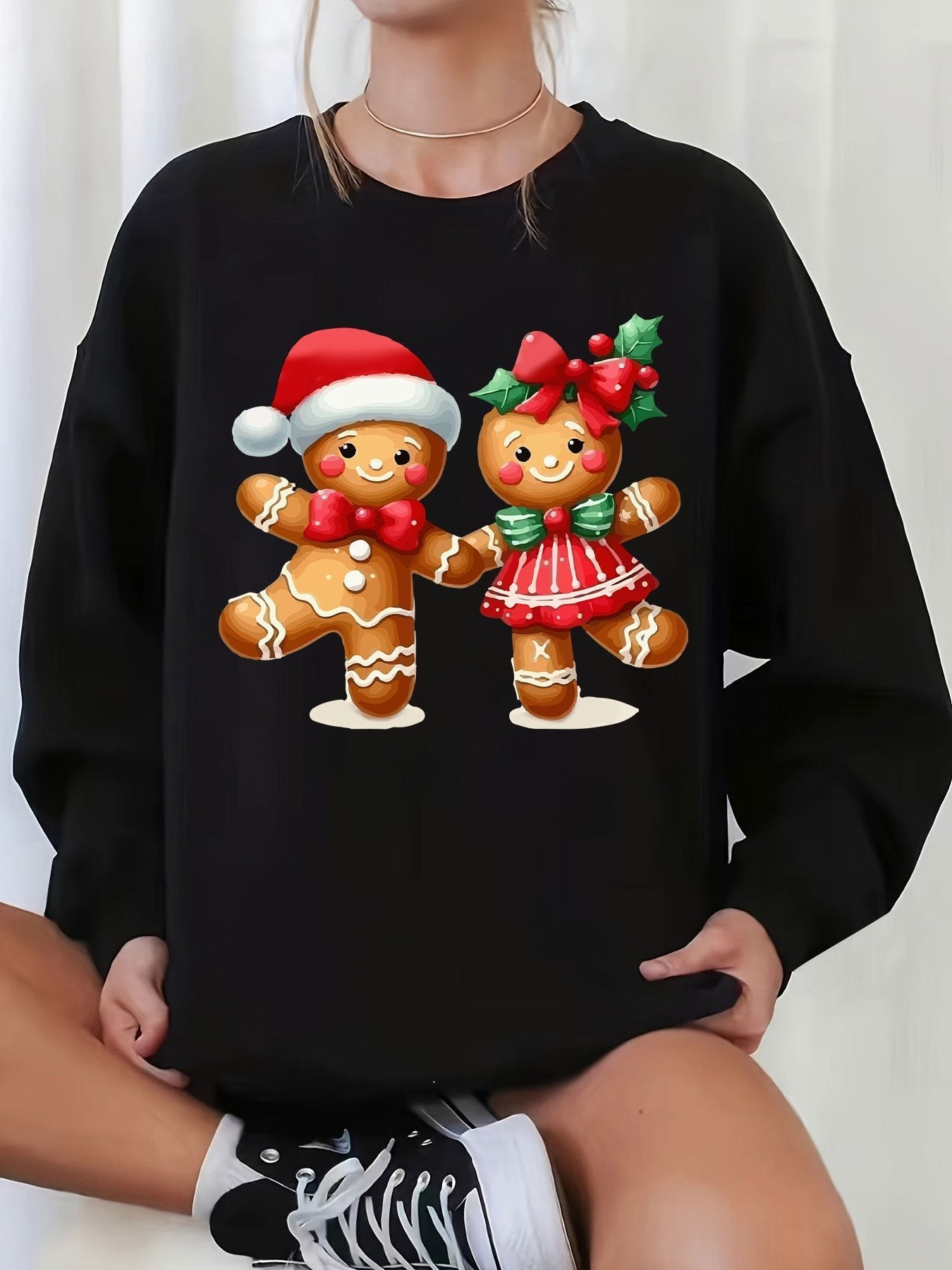 Berg-Feldt | Sweatshirt mit Weihnachtsdruck Baumwolle Lebkuchenmänner Design