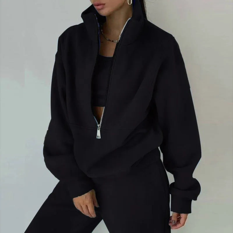 Ensemble sweat-shirt et pantalon zippés Fudus pour femme