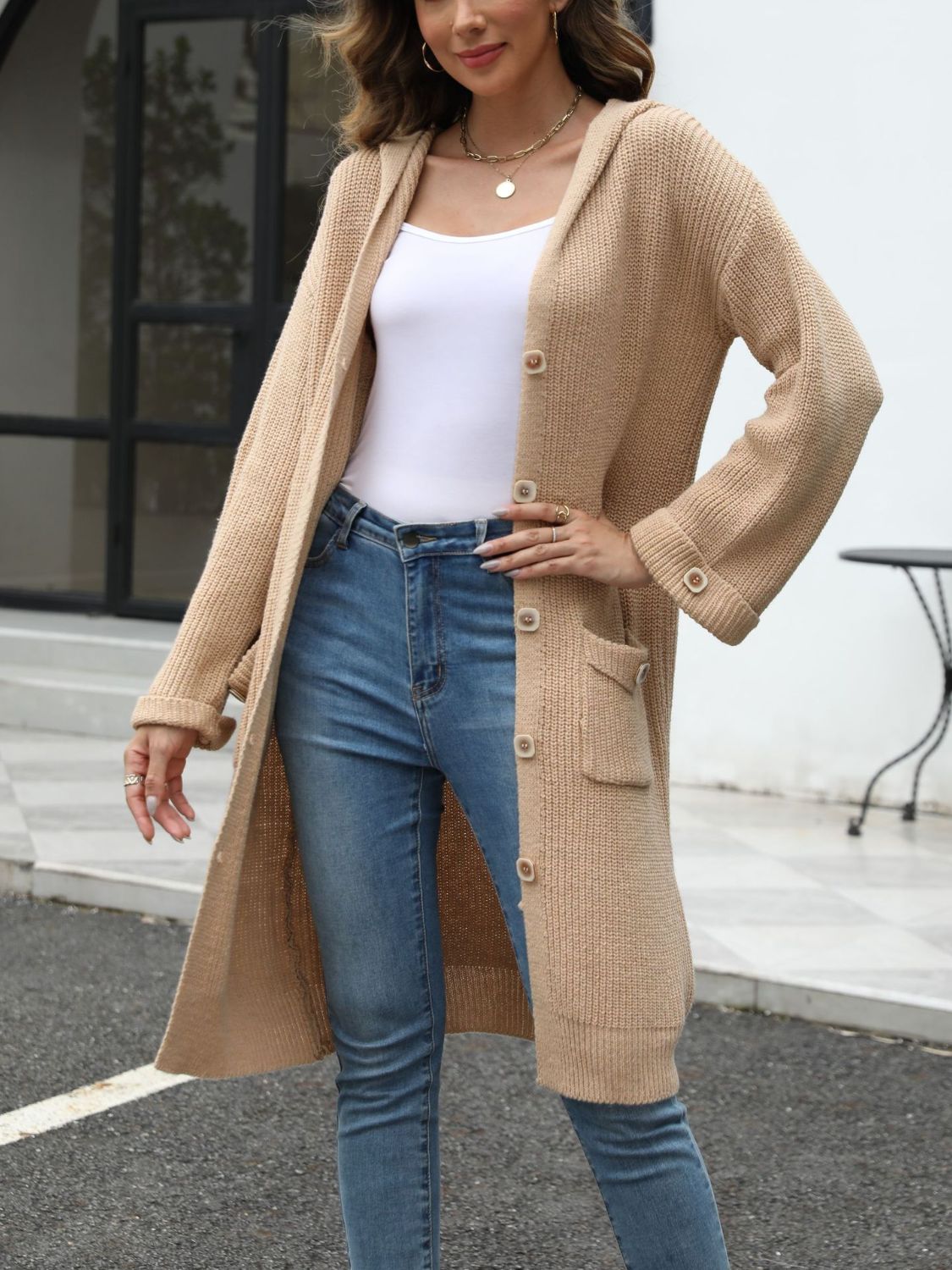Berg-Feldt | Lange Strickjacke Knopfverschluss Zeitlos und Bequem