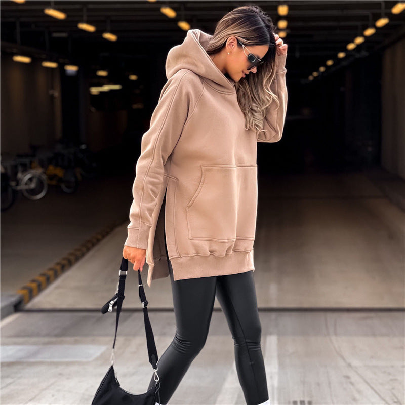 Fudus Kapuzenpullover mit Schlitz, locker geschnitten
