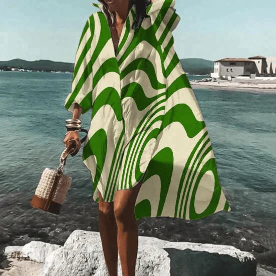 Robe Françoise mi-longue à motif particulier