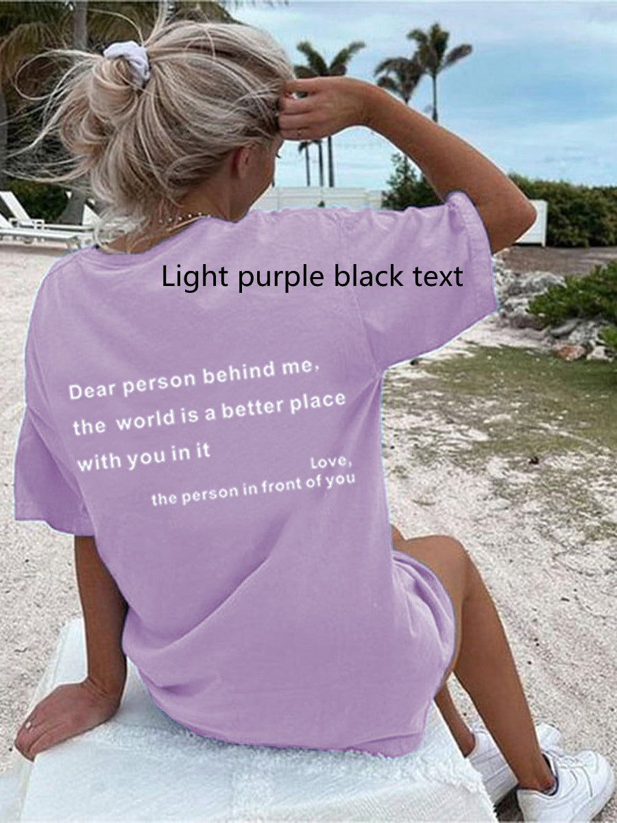 T-shirt ras du cou imprimé pour femme Fudus