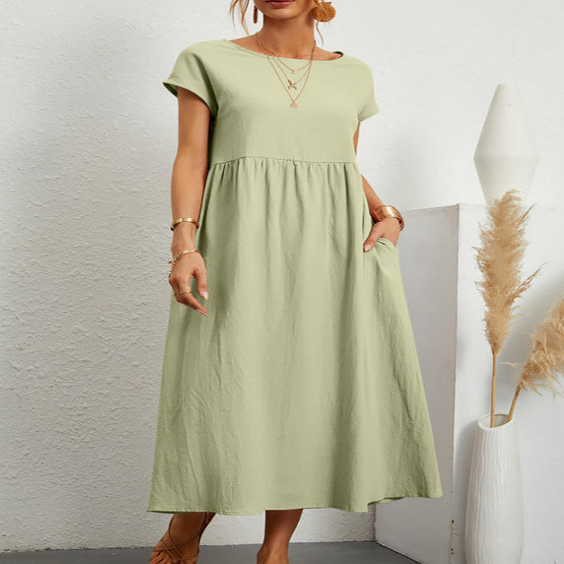 Robe sans manches en coton et lin Fudus, avec poches