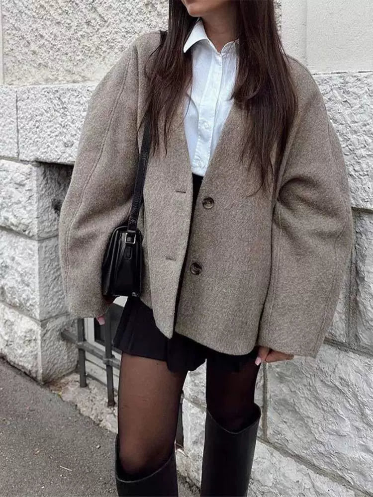 Berg-Feldt | Manteau femme en V à l'aspect laine