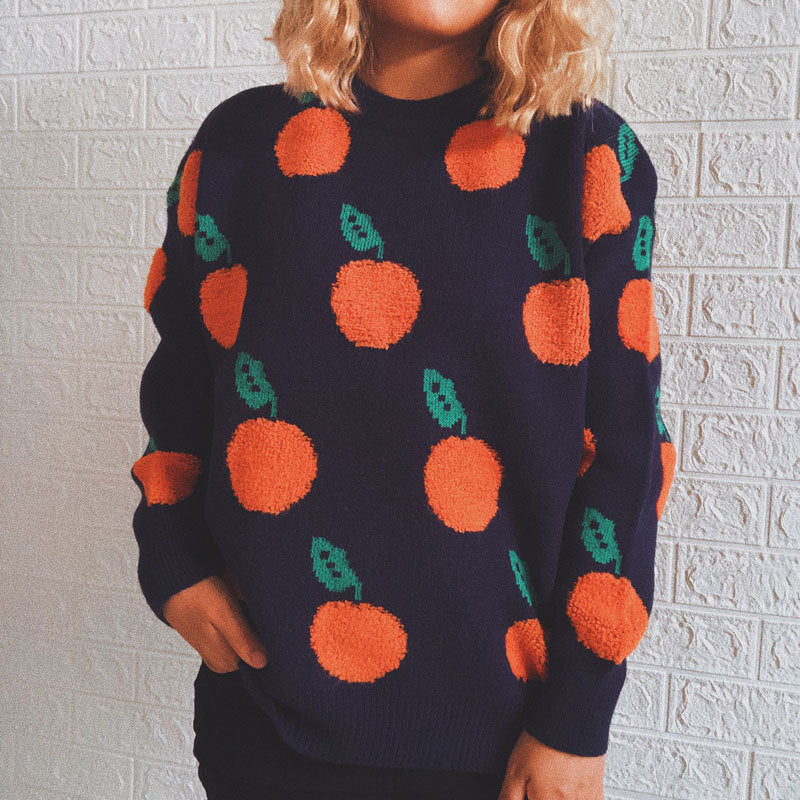 Berg-Feldt | Strickpullover mit Früchteprint Weich und Einzigartig Gemütliche Passform