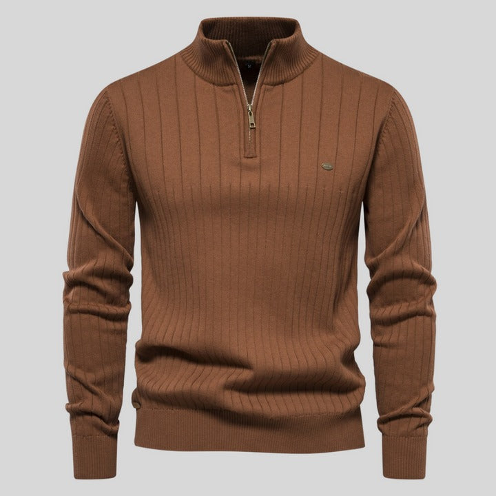 Berg-Feldt | Strickpullover mit Half-zip Wollmischung Warm, Klassisch
