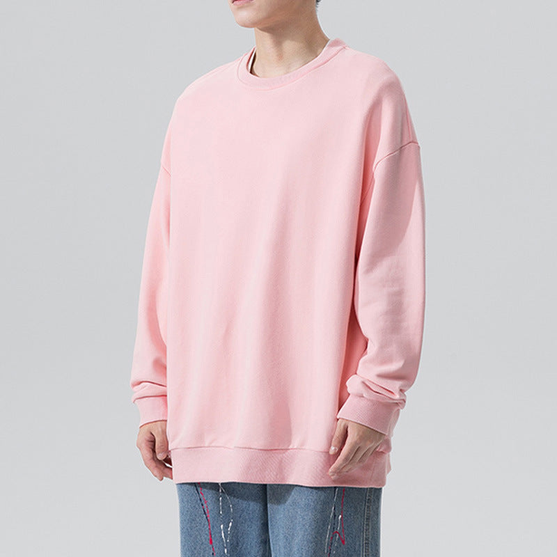 Sweat à capuche en velours ample Fudus pour couple, couleur unie, col rond