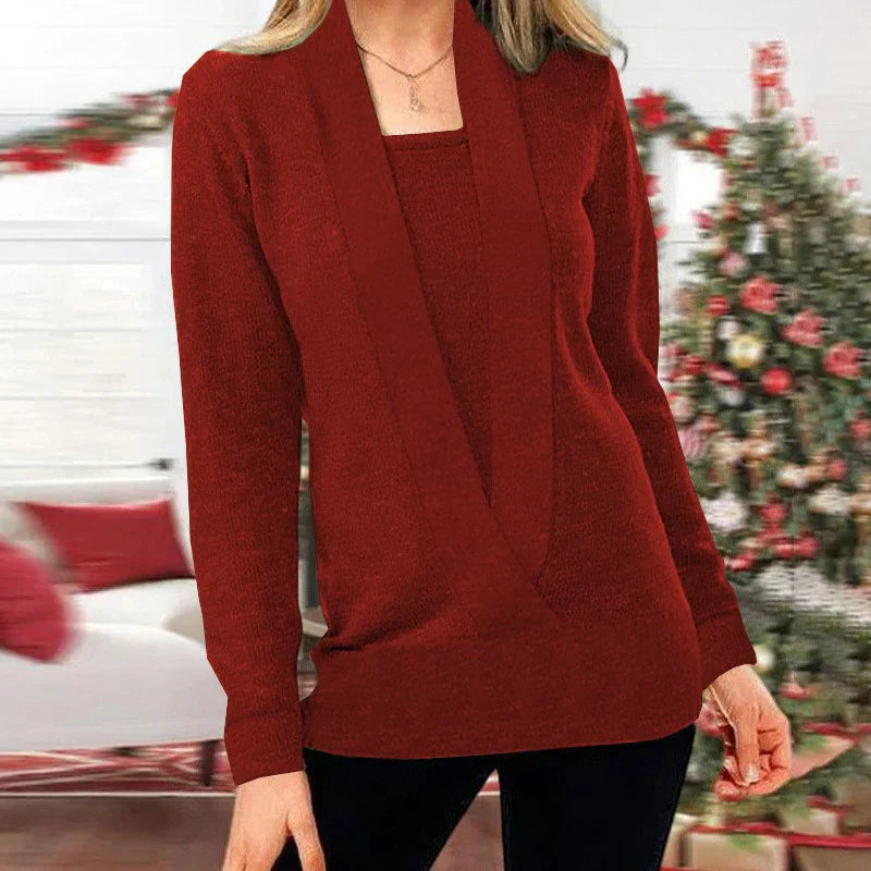 Berg-Feldt | Fake Zwei Teile V-Ausschnitt Strickpullover
