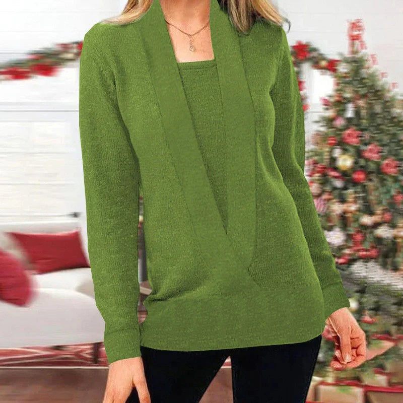 Berg-Feldt | Fake Zwei Teile V-Ausschnitt Strickpullover