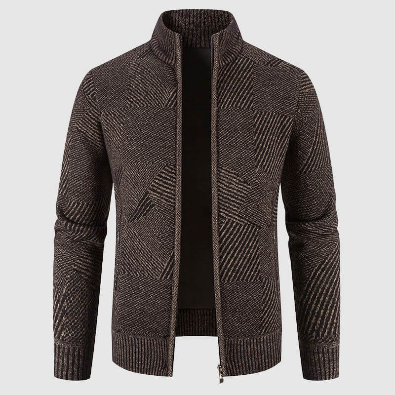 Berg-Feldt | Herren geometrisches Strick-Cardigan-Jacke