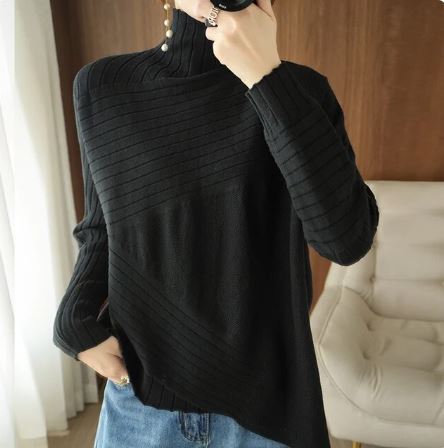Berg-Feldt | Sweater - Gemütlicher asymmetrischer Ripp-Turtleneck-Pullover