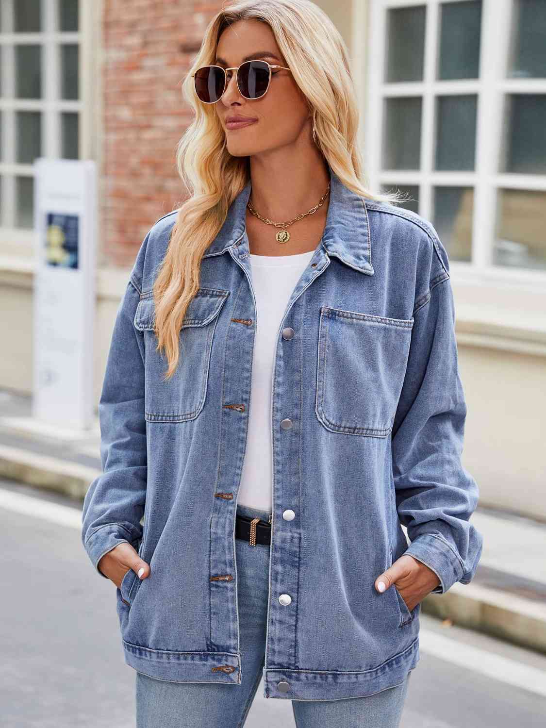 Berg-Feldt | Knopf-Down Denimjacke mit Taschen