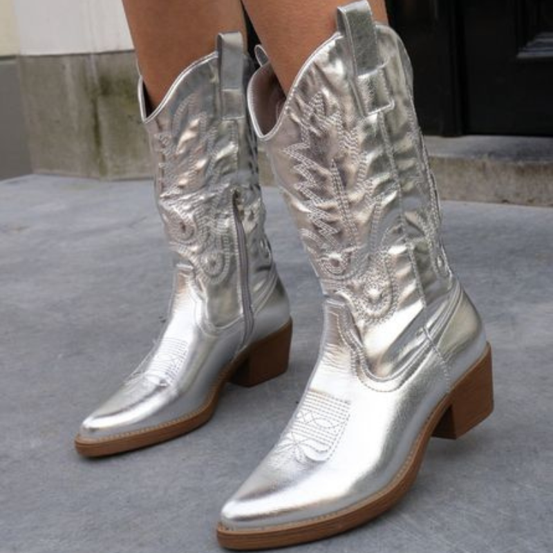 Berg-Feldt | Metallic Western Stiefeletten mit Absatz