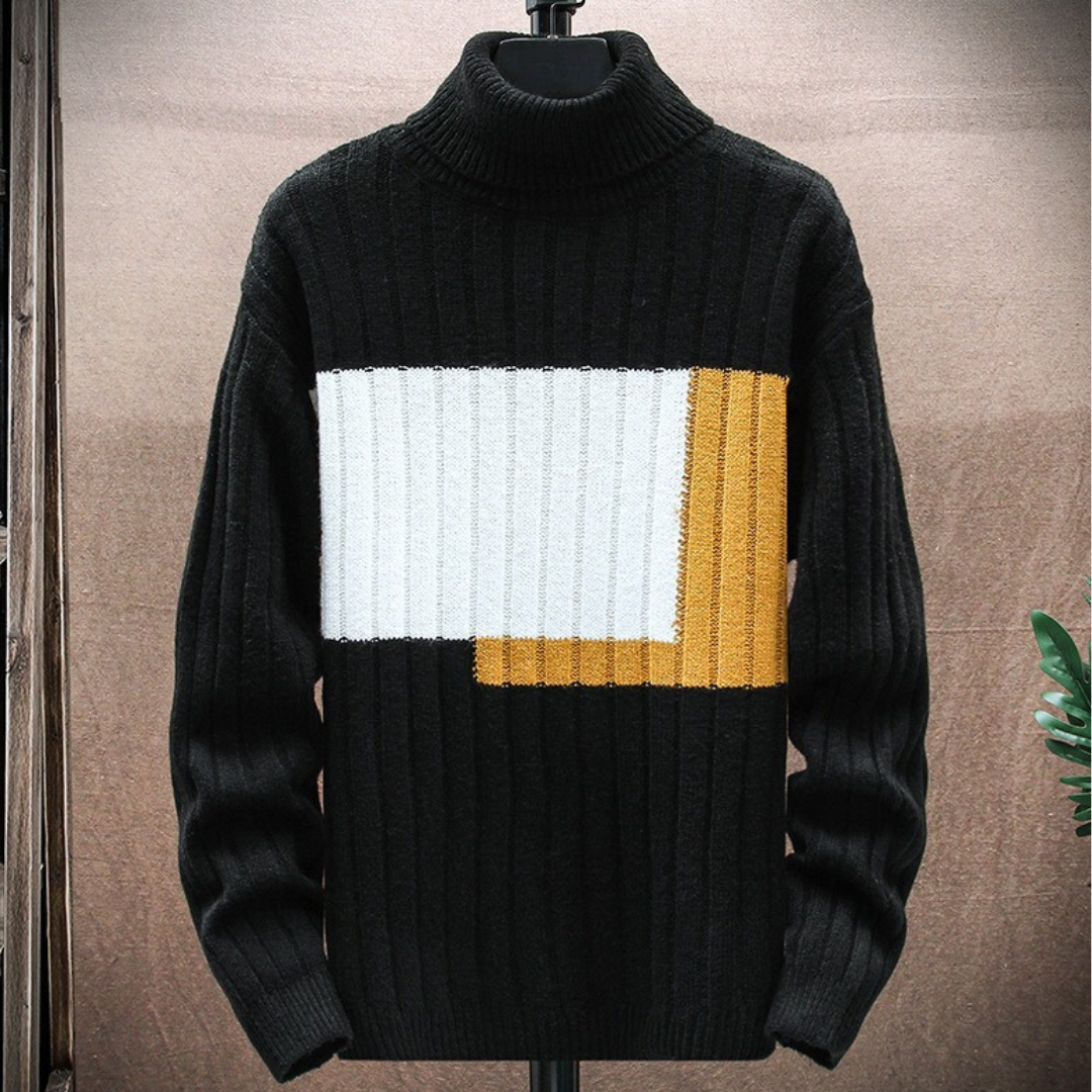 Pull en maille torsadée à col en V pour homme