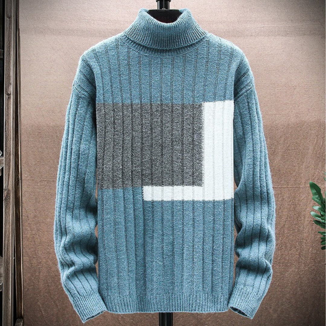 Pull en maille torsadée à col en V pour homme