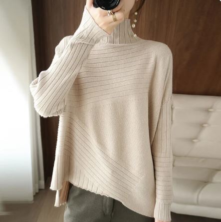 Berg-Feldt | Sweater - Gemütlicher asymmetrischer Ripp-Turtleneck-Pullover
