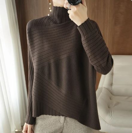 Berg-Feldt | Sweater - Gemütlicher asymmetrischer Ripp-Turtleneck-Pullover