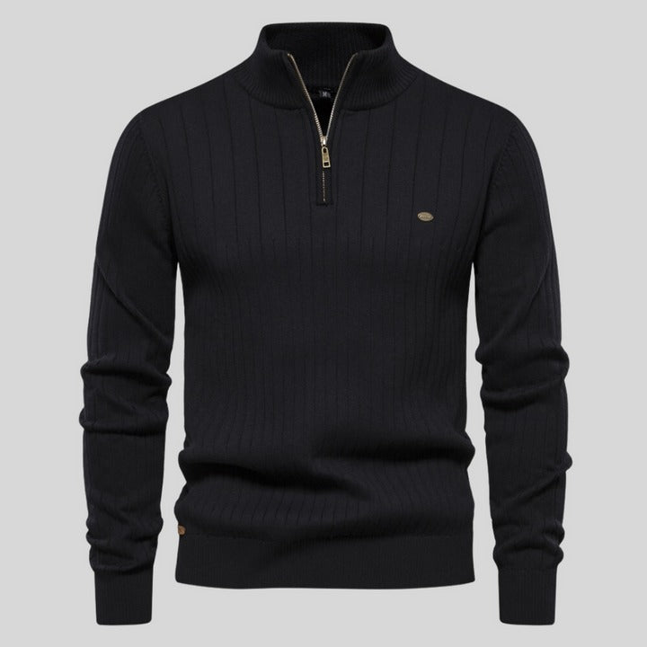 Berg-Feldt | Strickpullover mit Half-zip Wollmischung Warm, Klassisch