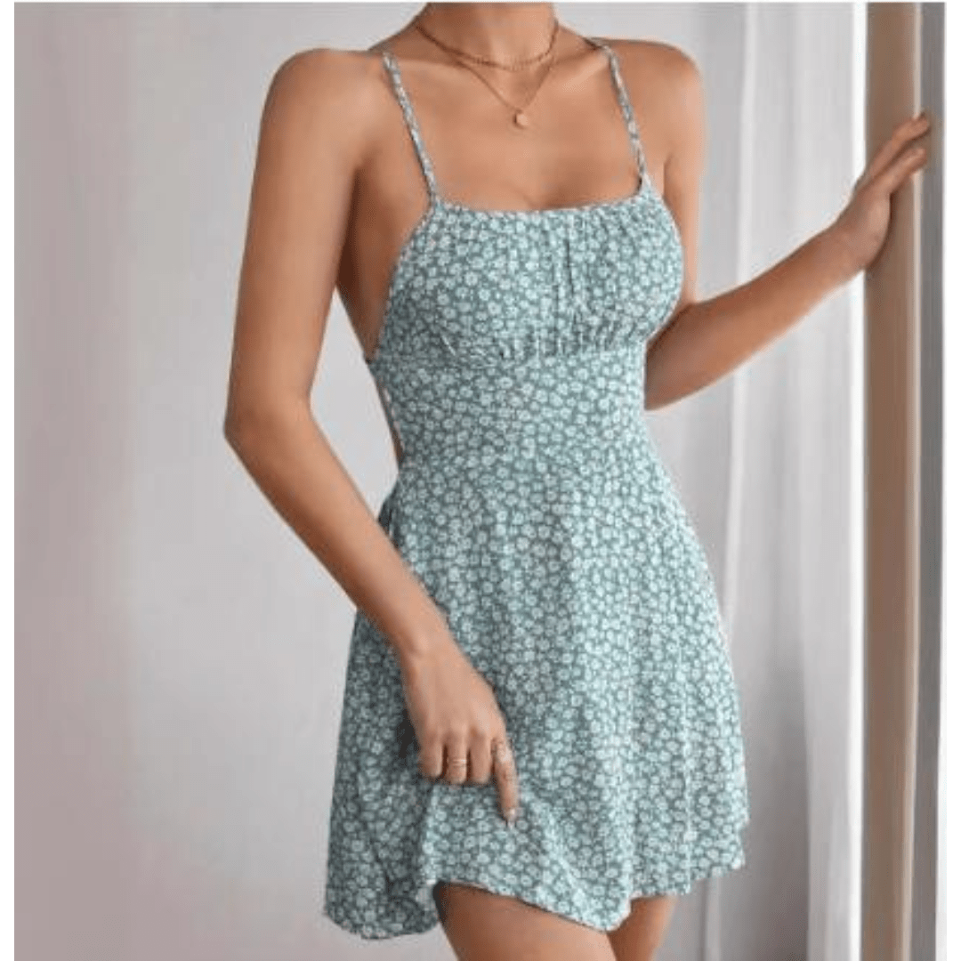 Giselrike : Robe à bretelles imprimée de fleurs