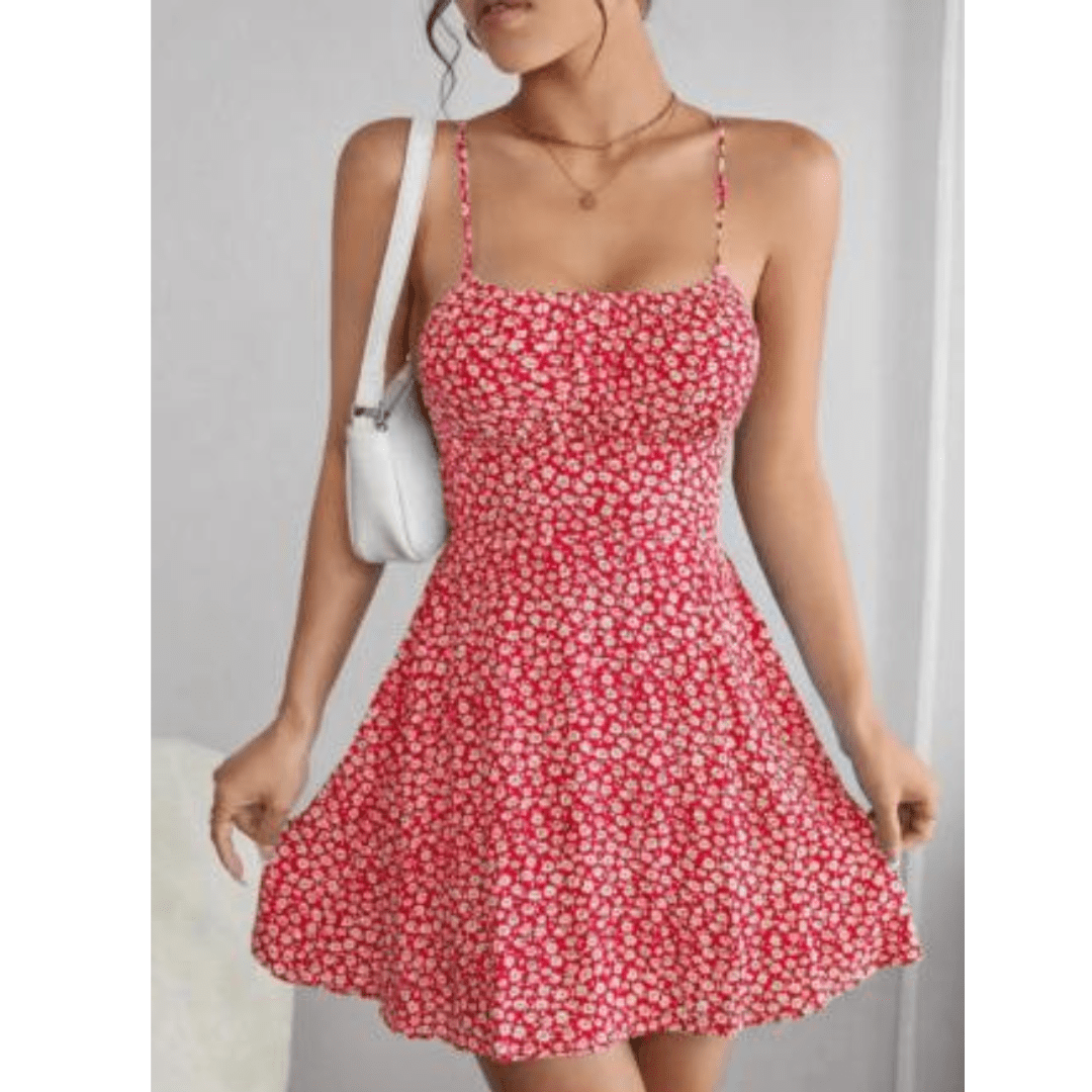 Giselrike : Robe à bretelles imprimée de fleurs