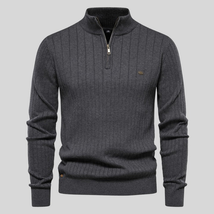 Berg-Feldt | Strickpullover mit Half-zip Wollmischung Warm, Klassisch